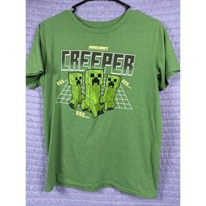 Minecraft Creeper T Shirt Youth XL/Adult S Green Graphic Game Tee